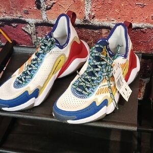 adidas Women's Sneakers in White, Blue, and Yellow